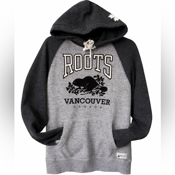 Roots Sweaters - Roots Vancouver Canada Pullover Hoodie Gray Logo Sweatshirt size XS
